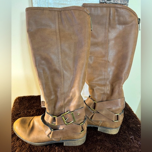 Madden Girl Brown Synthetic Back Zip Knee High size 6 - Picture 5 of 12